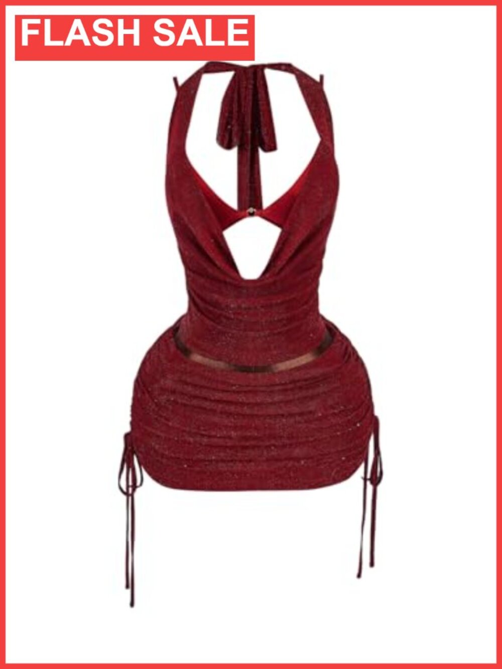 SweatyRocks Women's 2 Piece Skirt Set Cowl Neck Sparkly Open Back Crop Top Mini